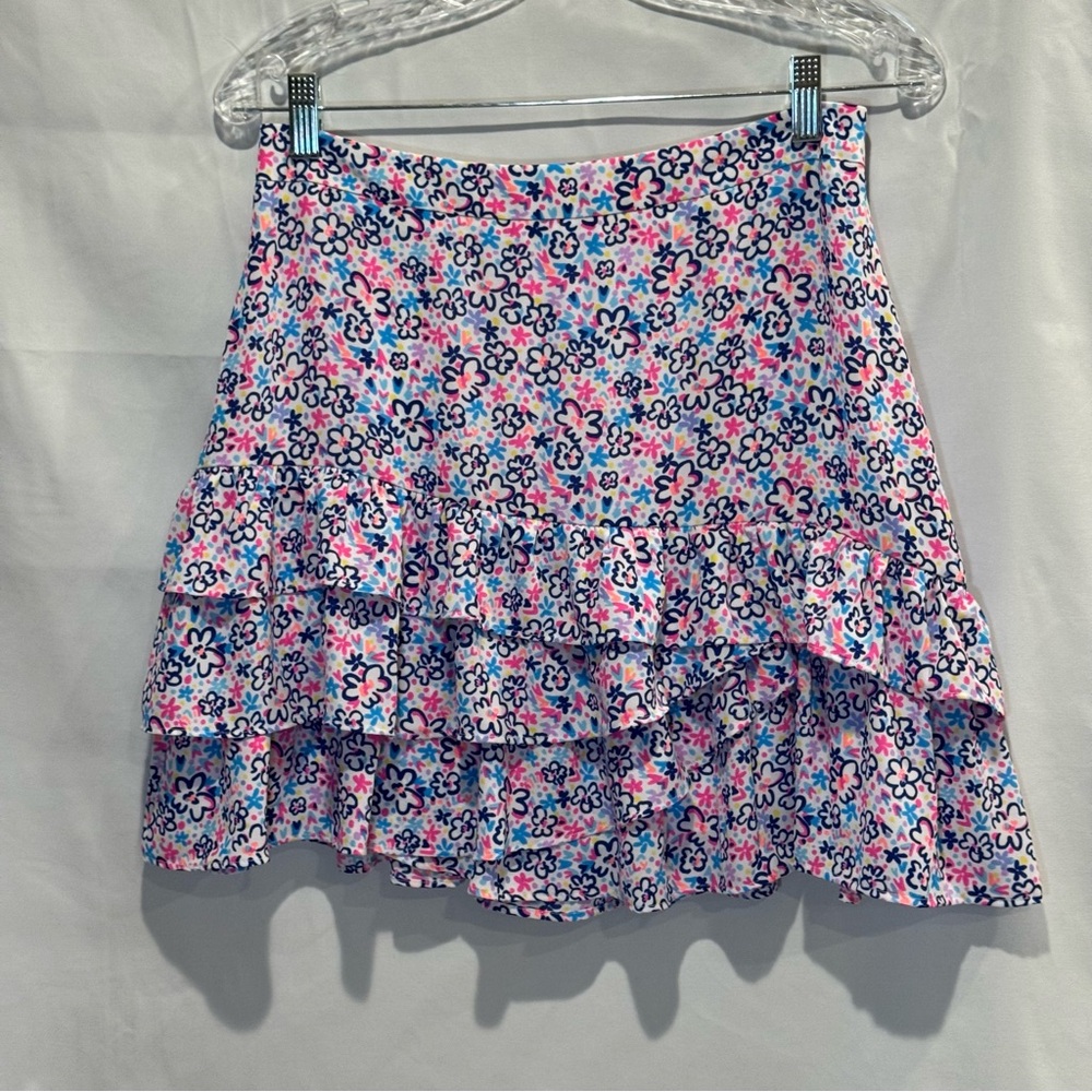 Lilly Pulitzer Floral Ruffle Tier Skirt Size 6 – Multicolor Pink/Blue – Lined